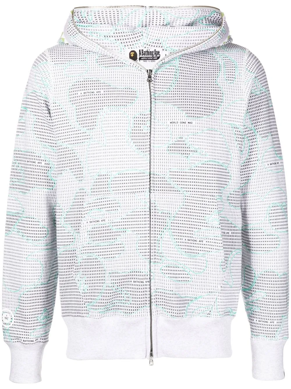 

A BATHING APE® graphic patchwork zip-up hoodie - Grey