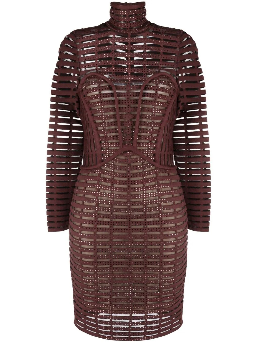 

Genny cut-out rhinestone mini dress - Brown