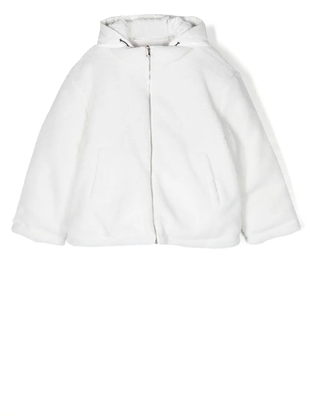 

TWINSET Kids faux-shearling logo-print jacket - White