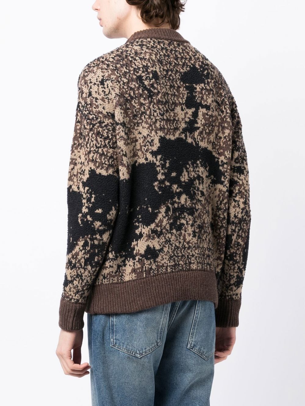 Shop 4sdesigns Slogan Intarsia-knit Sweatshirt In Brown
