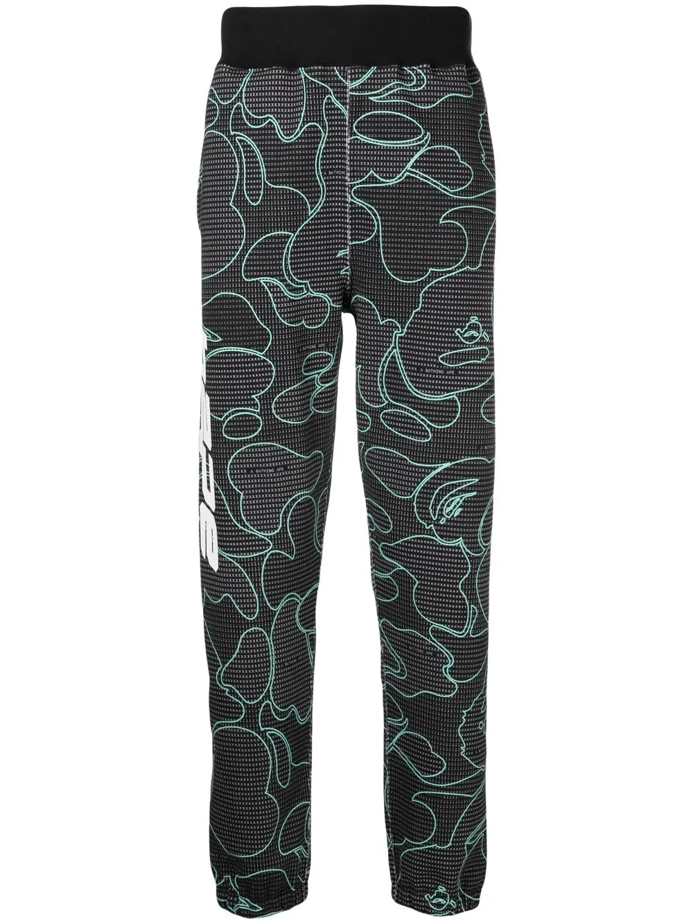 

A BATHING APE® graphic logo-print track pants - Black