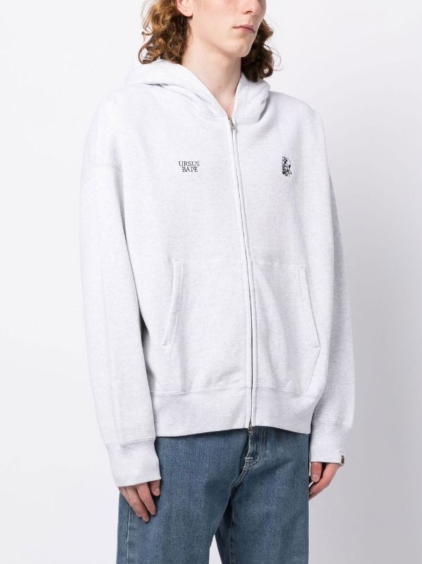 A BATHING APE® embroidered-logo zip-up Hoodie - Farfetch