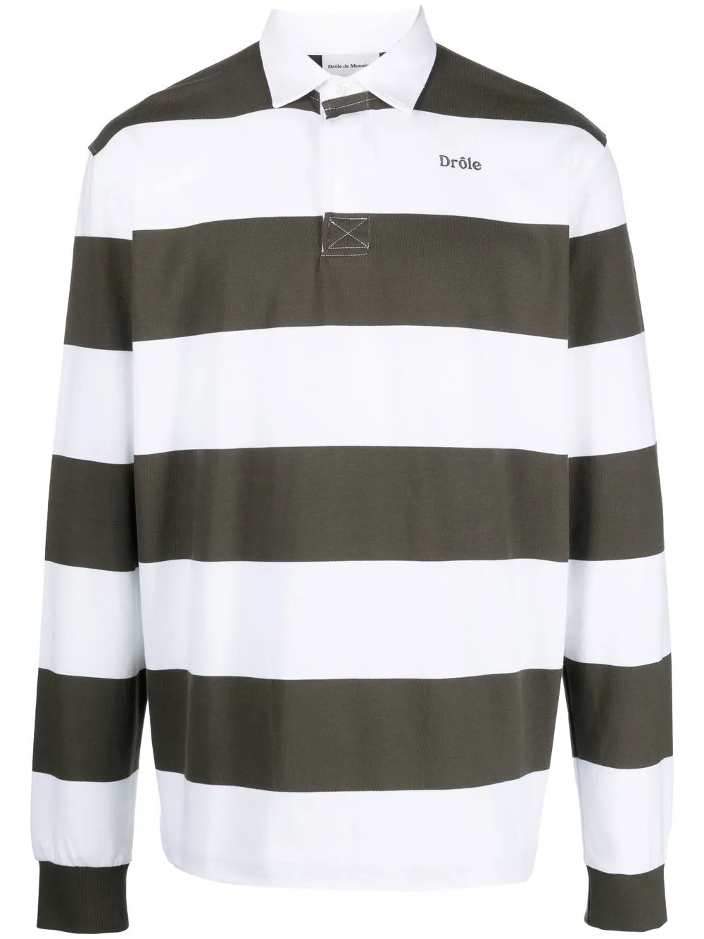 

Drôle De Monsieur horizontal-stripe rugby shirt - White