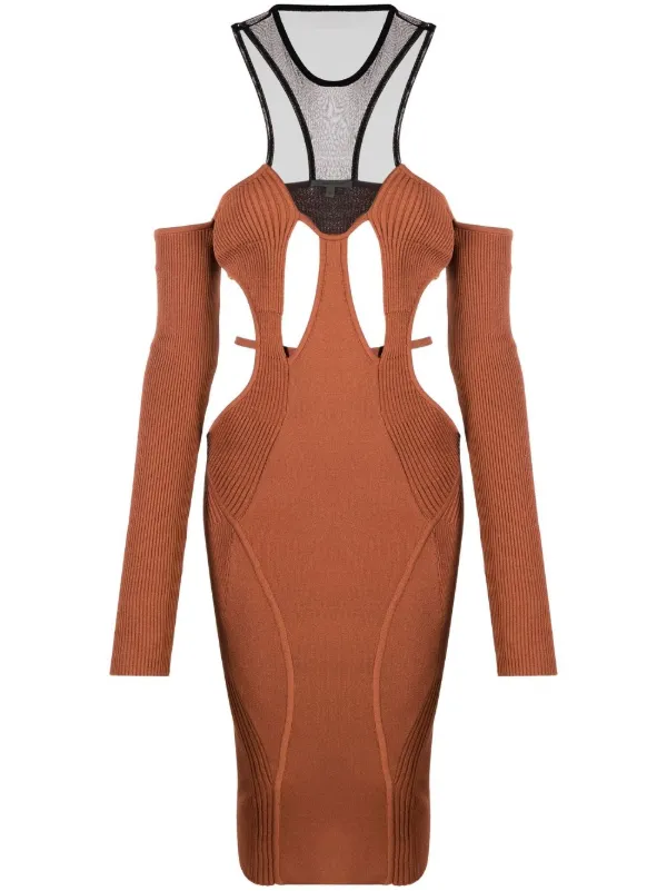 Nensi Dojaka Cut-out Halterneck Midi Dress - Brown