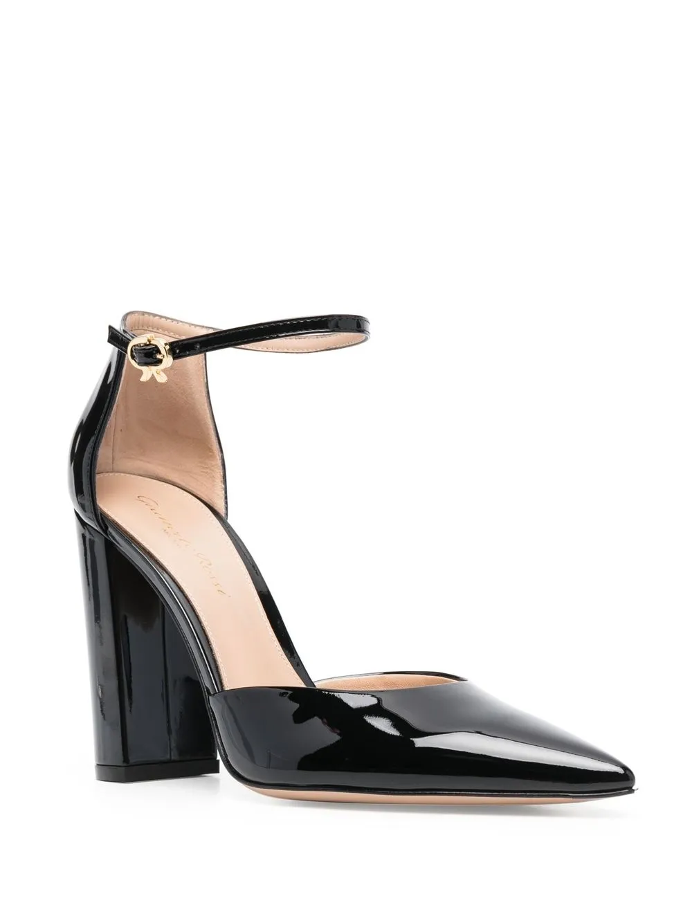 Gianvito Rossi Pointed Toe Block Heel Leather Pumps Farfetch