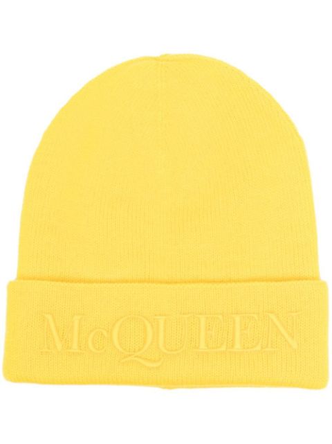 Alexander McQueen logo-embroidered cashmere beanie Men