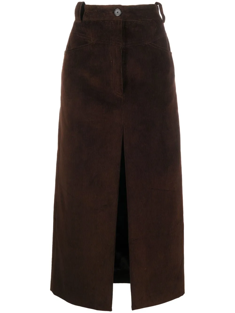 

KHAITE Neer corduroy midi skirt - Brown