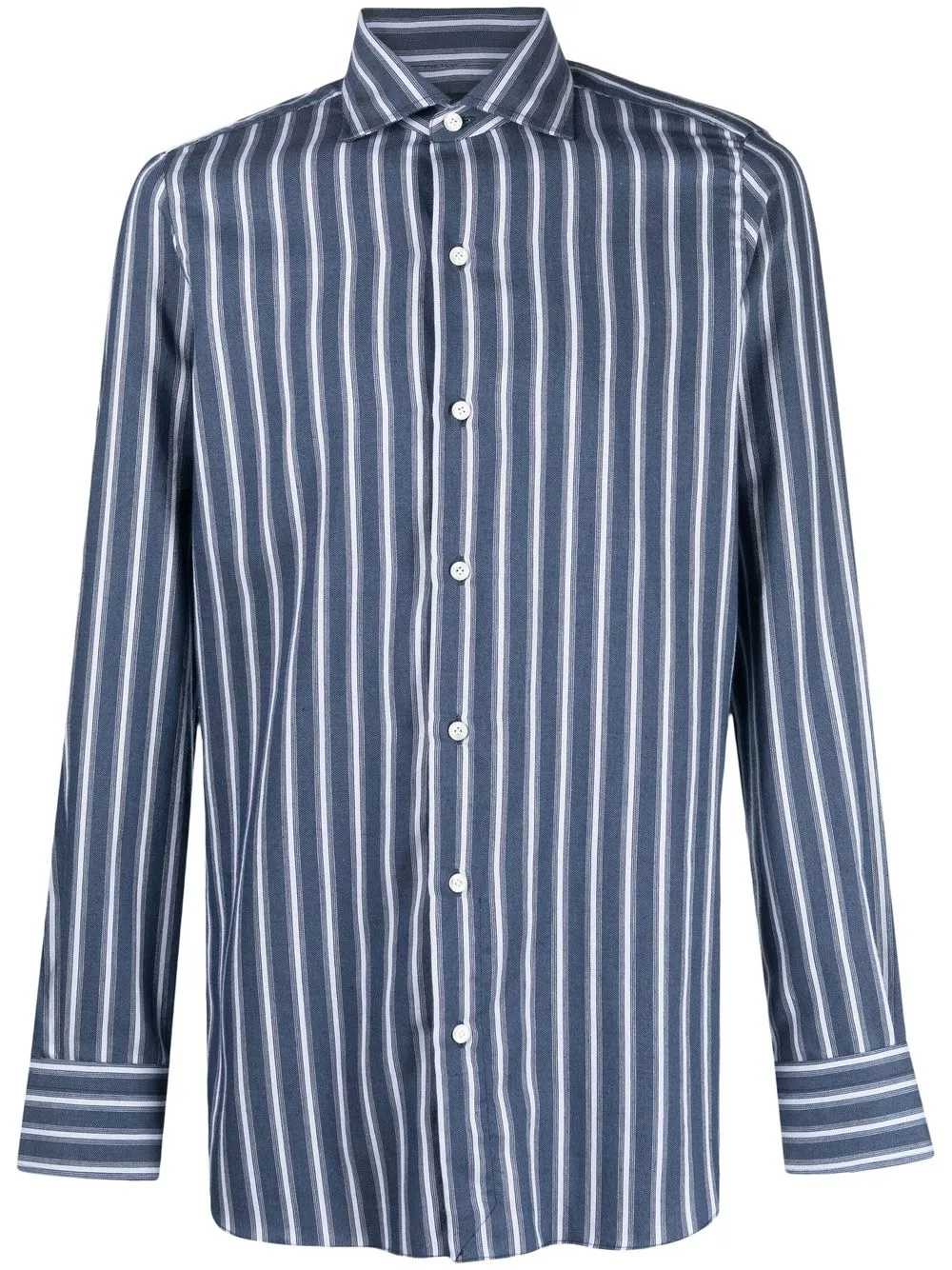 

Finamore 1925 Napoli vertical-stripe spread collar shirt - Blue