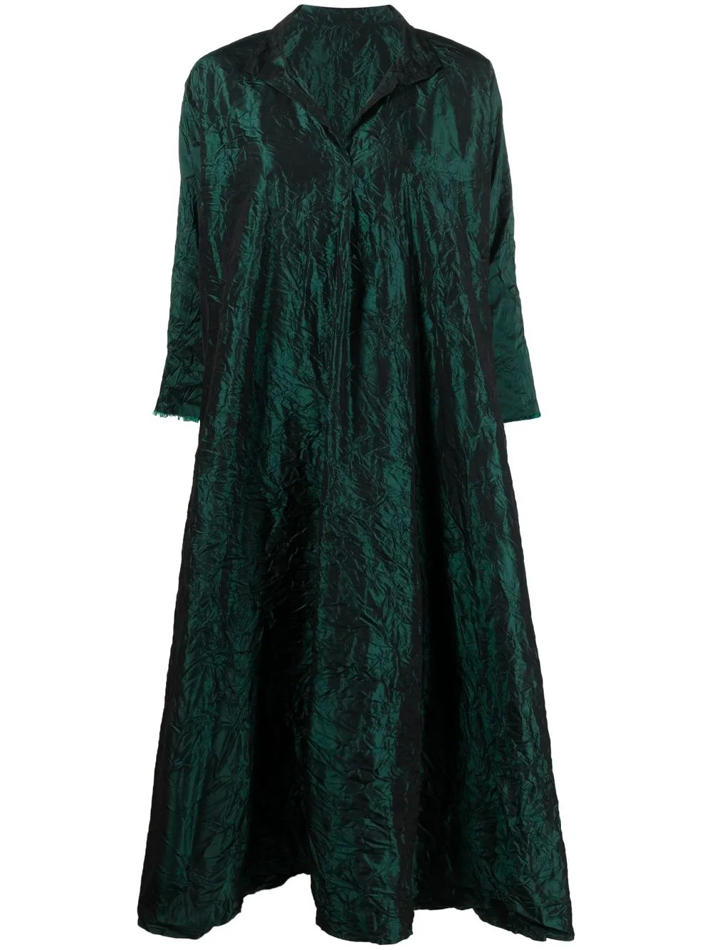 

Daniela Gregis crinkle-effect silk long-sleeved dress - Green