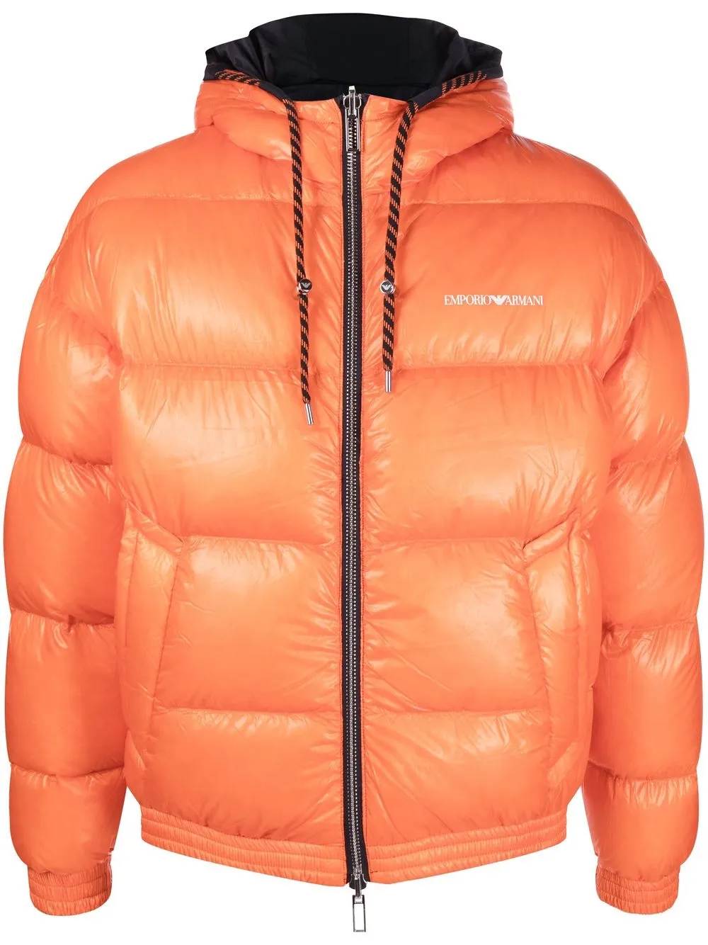 

Emporio Armani quilted hooded down jacket - Orange