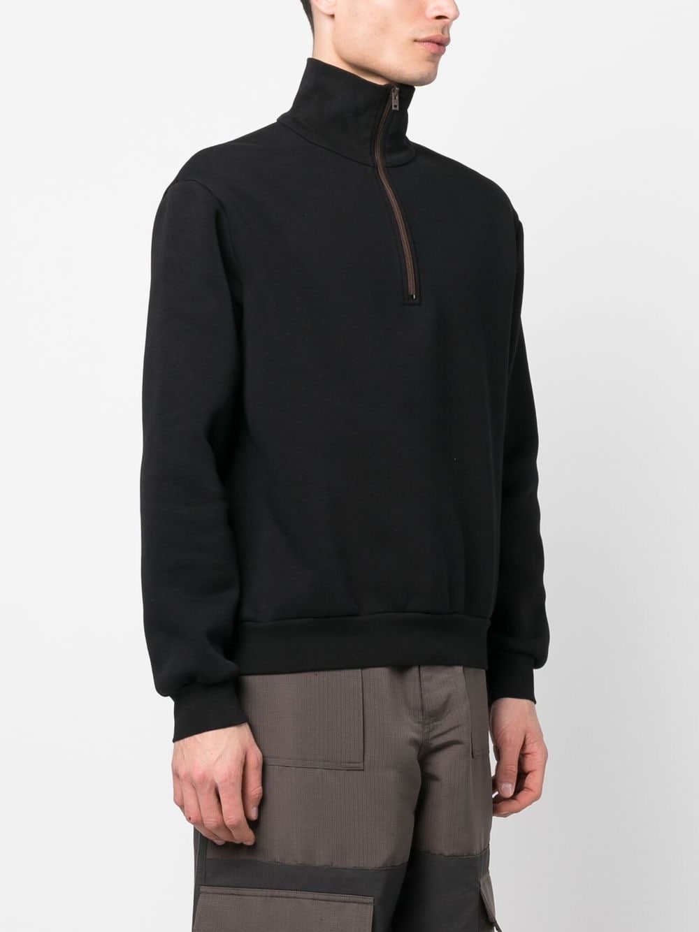 Shop Acne Studios High-neck Half-zip Sweatshirt In Schwarz