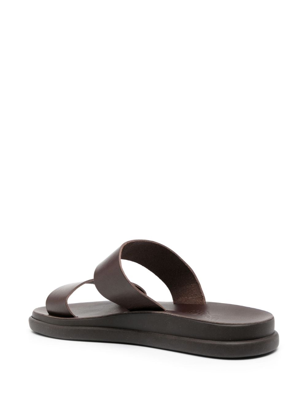 Shop Ancient Greek Sandals Nicos Leather Slides In Brown