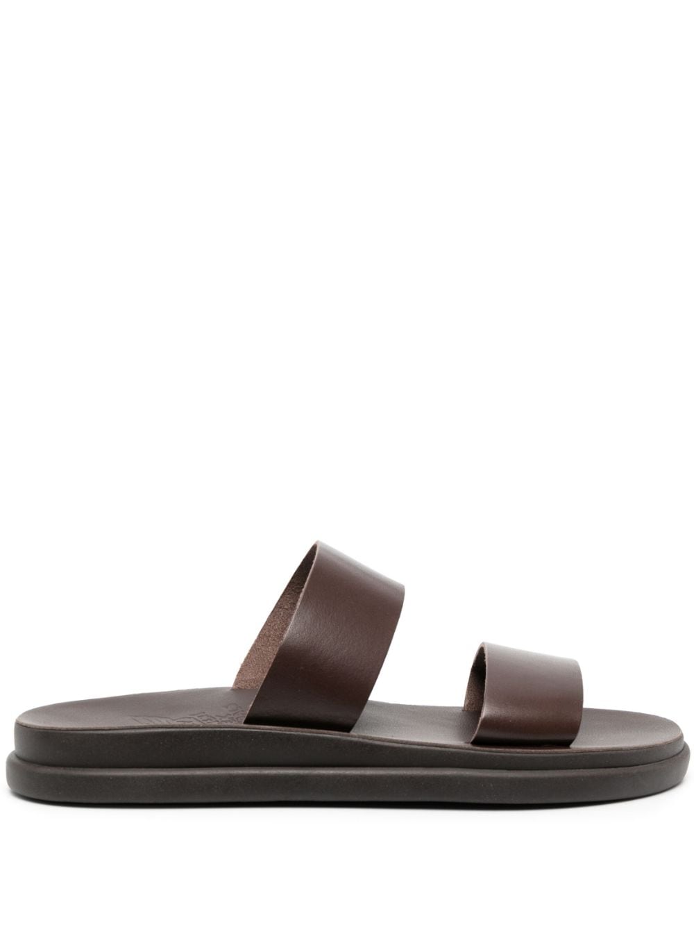 Ancient Greek Sandals Nicos Leather Slides In Brown