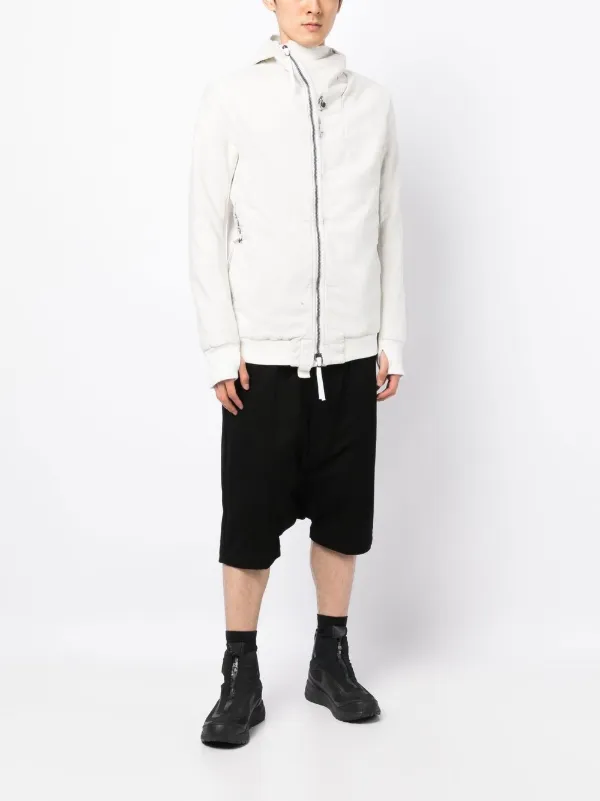 【関税込み】Boris Bidjan Saberi フーディ & ジップアップ Boris Bidjan Saberi off-centre zip-up Hooded Jacket | White