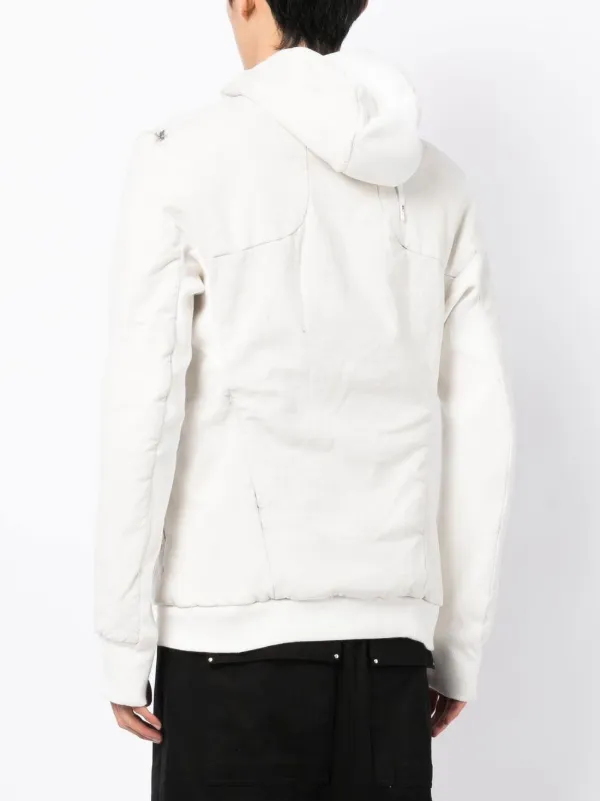 Boris Bidjan Saberi off-centre zip-up Hooded Jacket | White