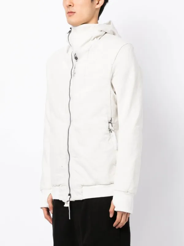 【関税込み】Boris Bidjan Saberi フーディ & ジップアップ Boris Bidjan Saberi off-centre zip-up Hooded Jacket | White