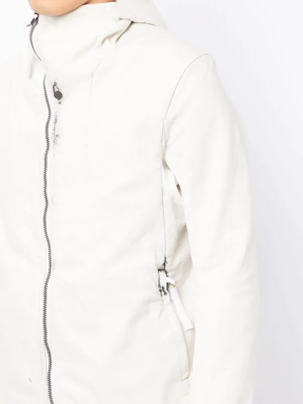 Boris Bidjan Saberi off-centre zip-up Hooded Jacket | White