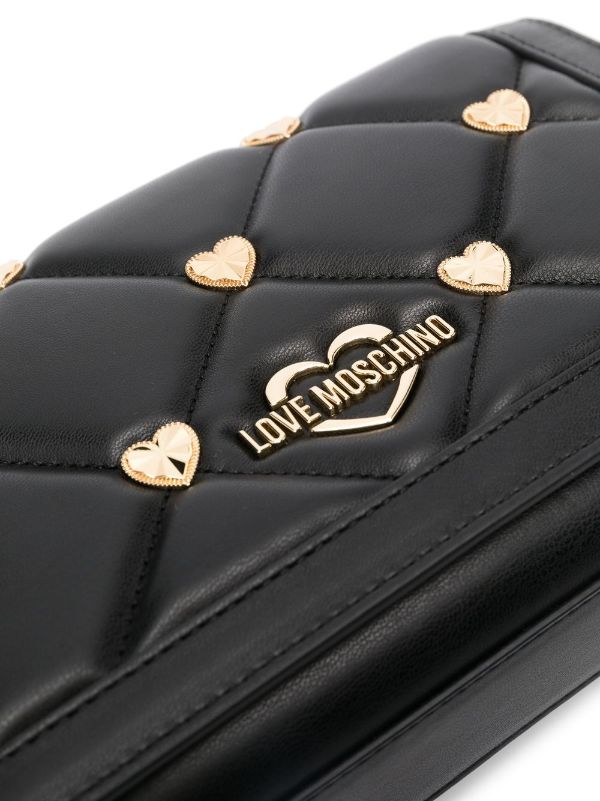 Heart Studs Quilted Faux Leather Top-Handle Bag