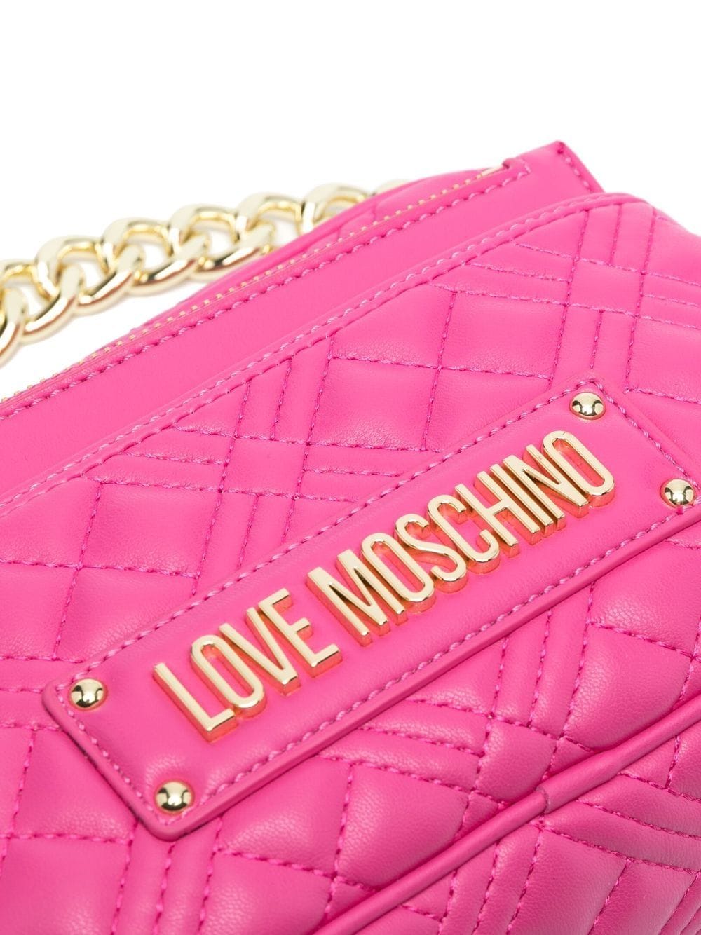 Shop Love Moschino Quilted Crossbody Bag In Pink