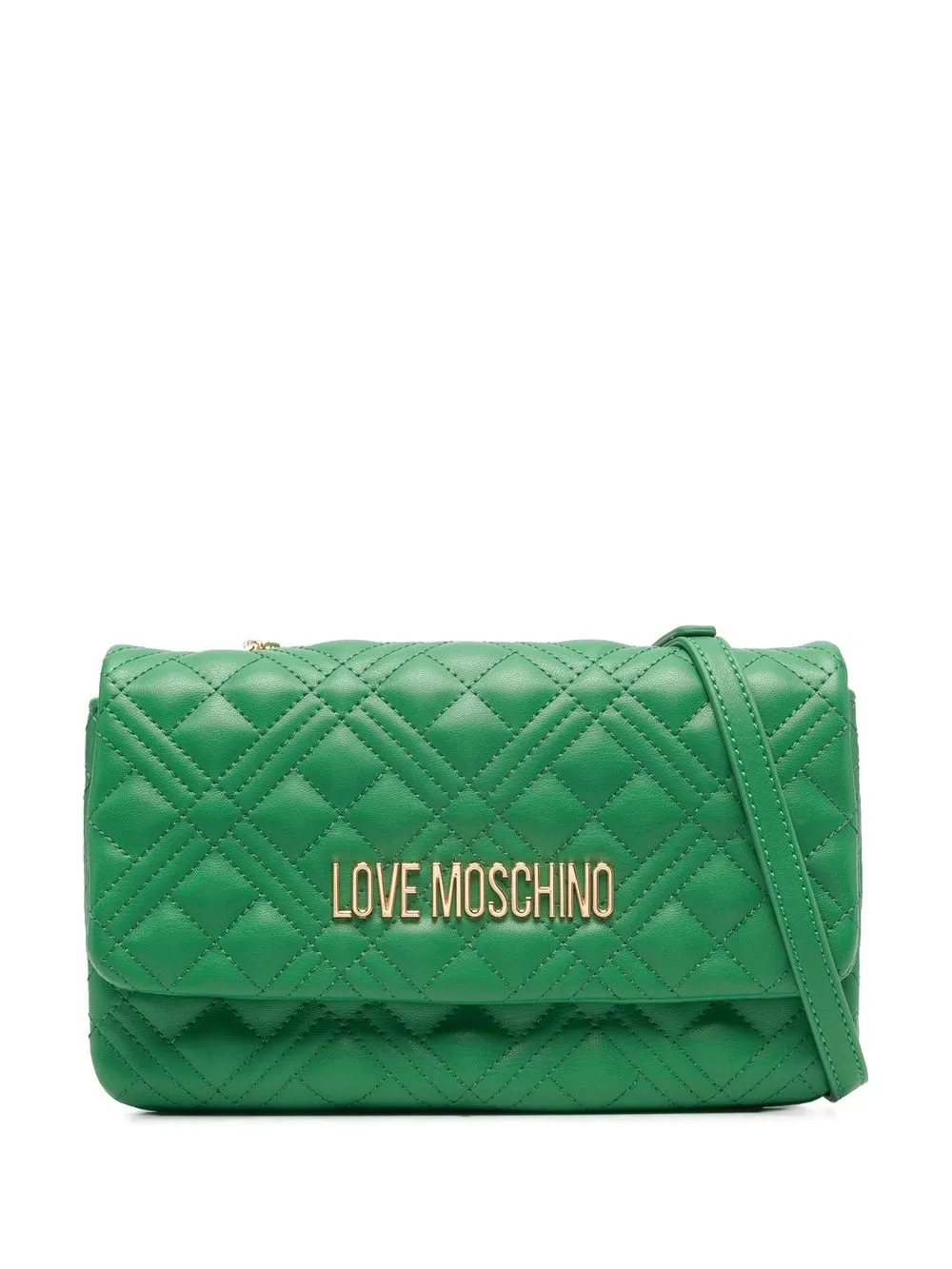 

Love Moschino logo plaque quilted cross body bag - Green