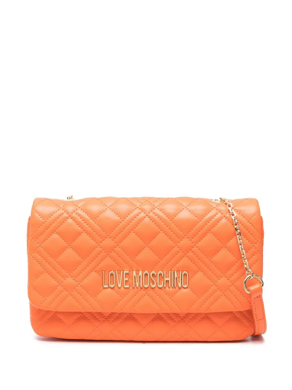 

Love Moschino logo-plaque quilted crossbody bag - Orange