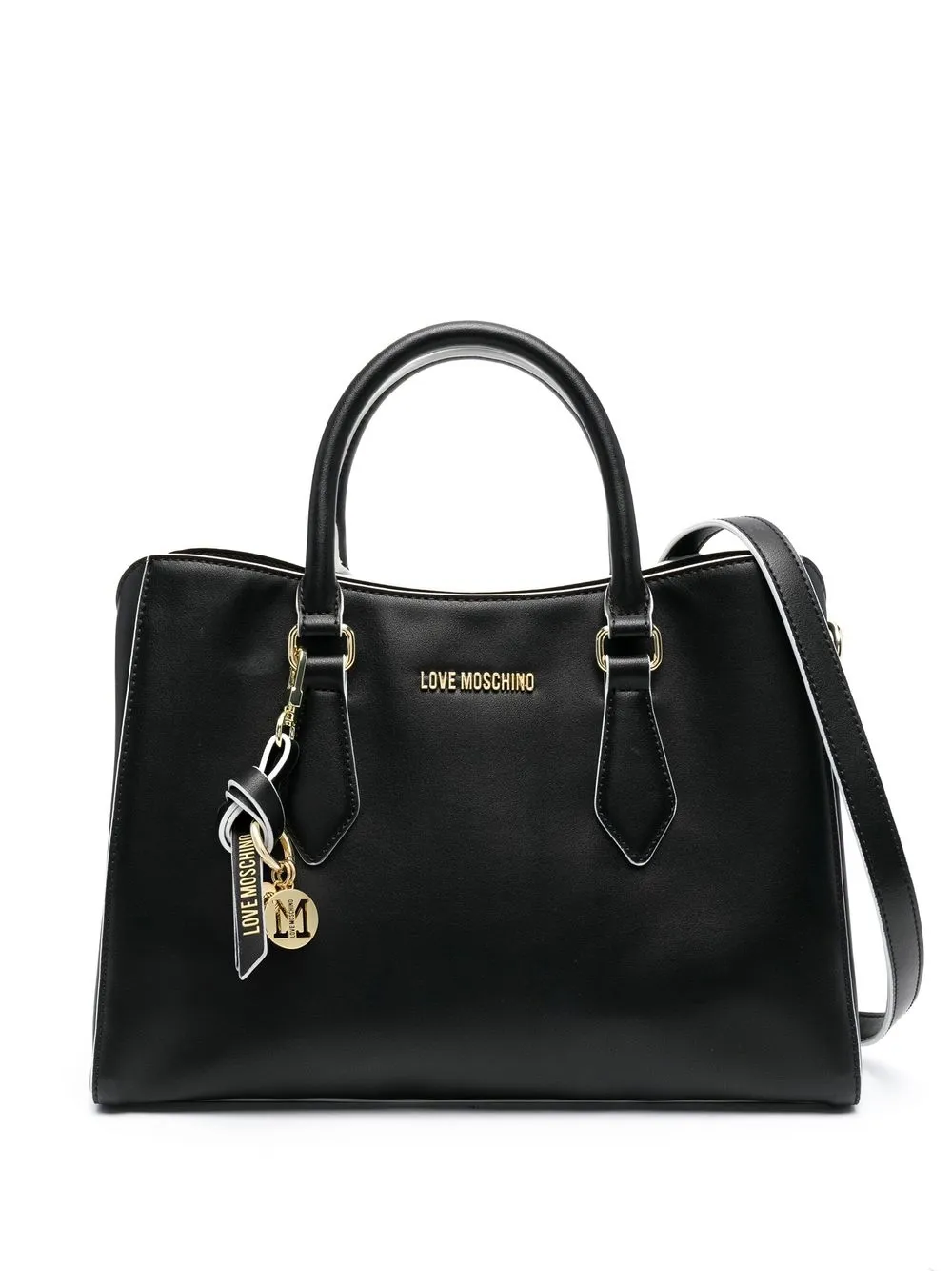 

Love Moschino logo-charm faux-leather tote bag - Black