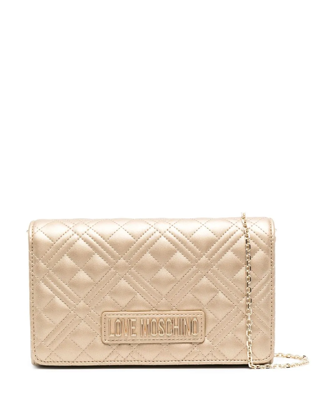 

Love Moschino bolsa de hombro capitonada con placa del logo - Dorado