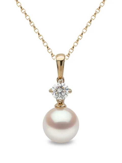 Yoko London 18kt yellow gold Classic Akoya pearl and diamond necklace