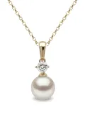 Yoko London 18kt yellow gold Classic Akoya pearl and diamond necklace