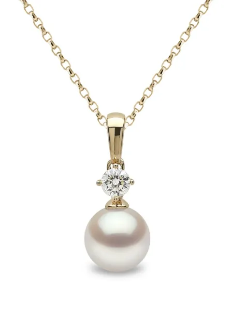 Yoko London 18kt yellow gold Classic Akoya pearl and diamond necklace