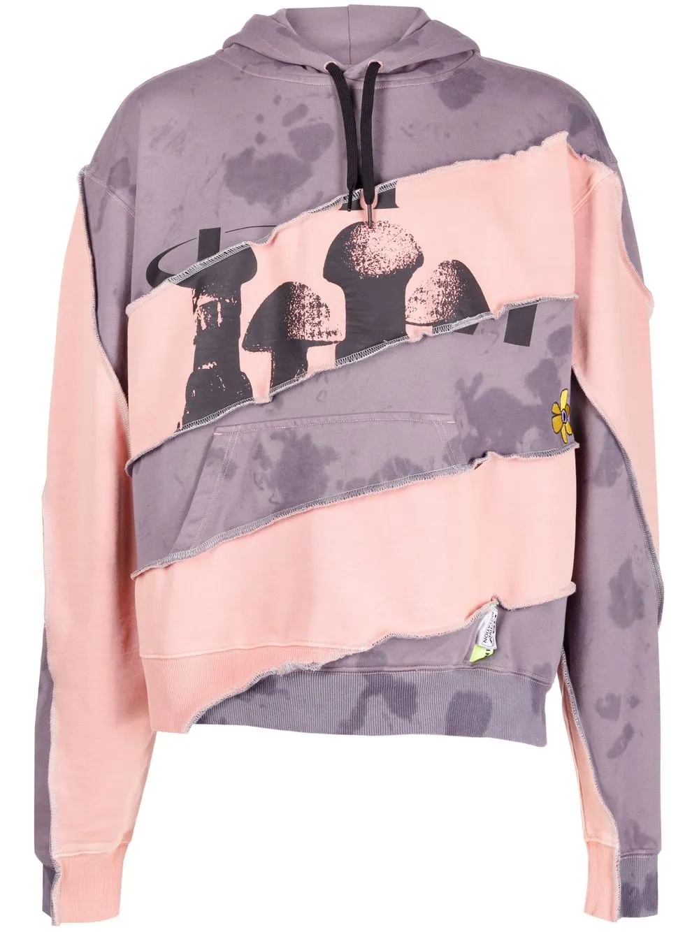 

Perks And Mini panelled graphic-print hoodie - Pink