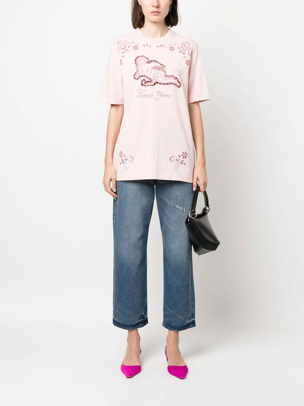 Acne Studios T-shirt met grafische print - Roze