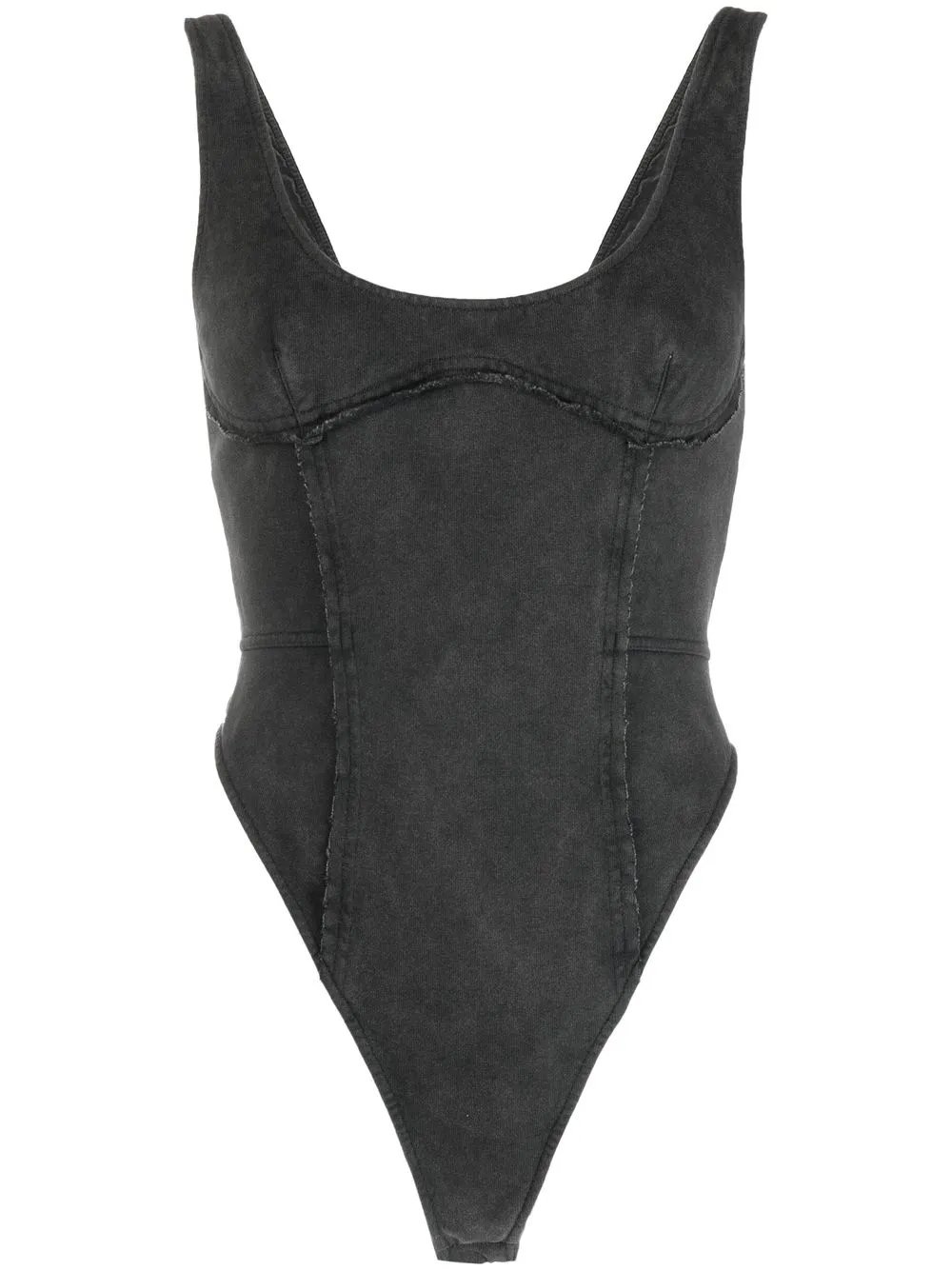 

Acne Studios raw-edged panelled bodysuit - Black