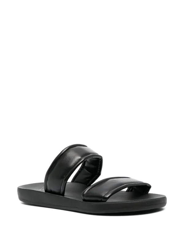 Ancient Greek Sandals Enias Leather Slides Black