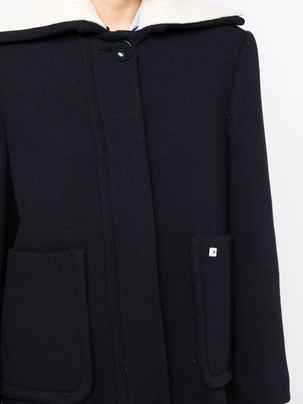 Shop Low Classic Wide-collar Single-breasted Coat In Blue