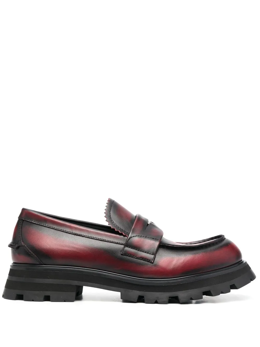 

Alexander McQueen ridged swirl-design leather loafers - Red