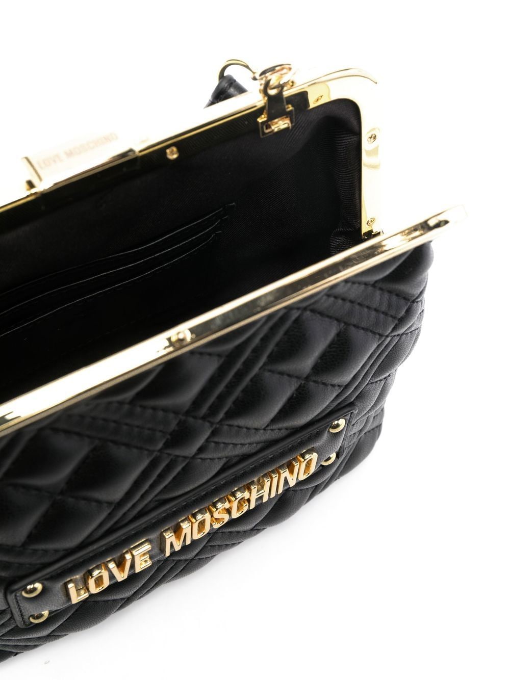 Shop Love Moschino Logo-plaque Quilted Tote Bag In Black