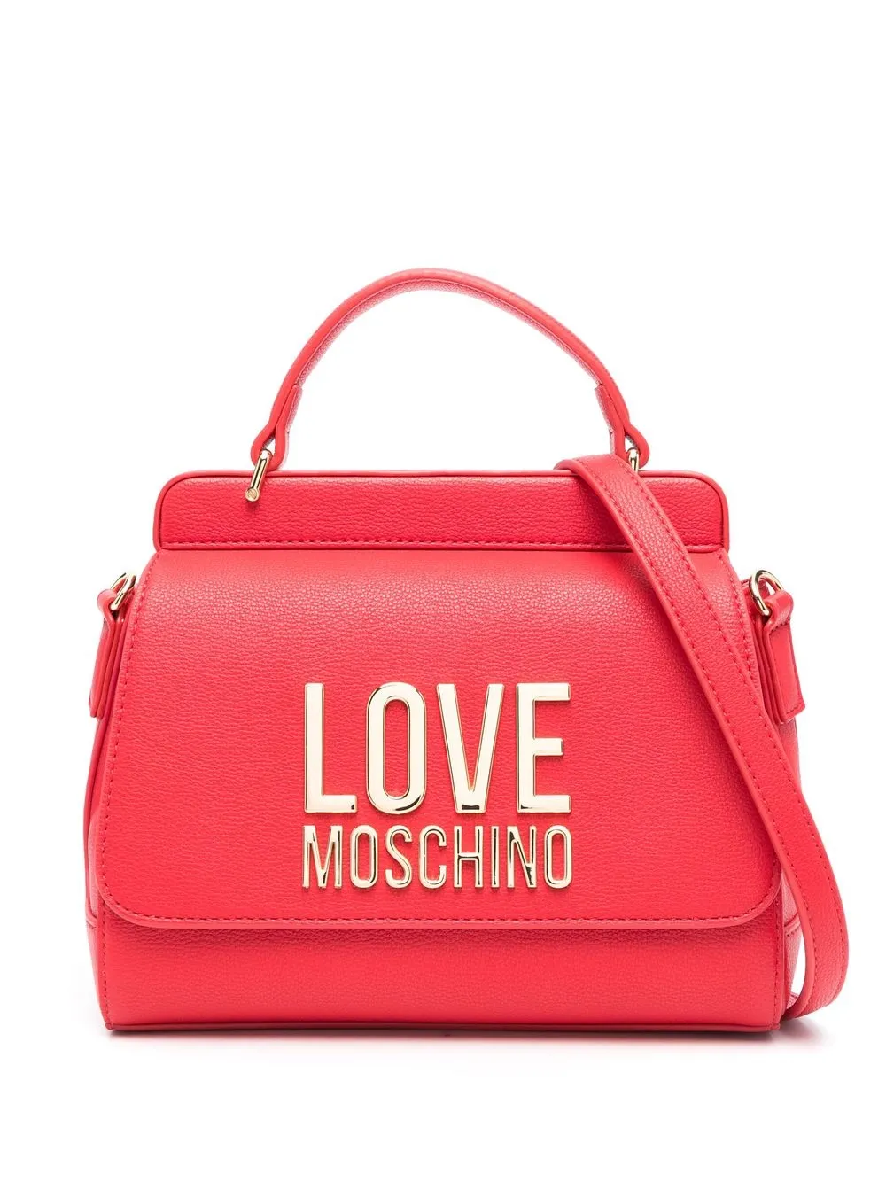 

Love Moschino logo-plaque leather tote - Red