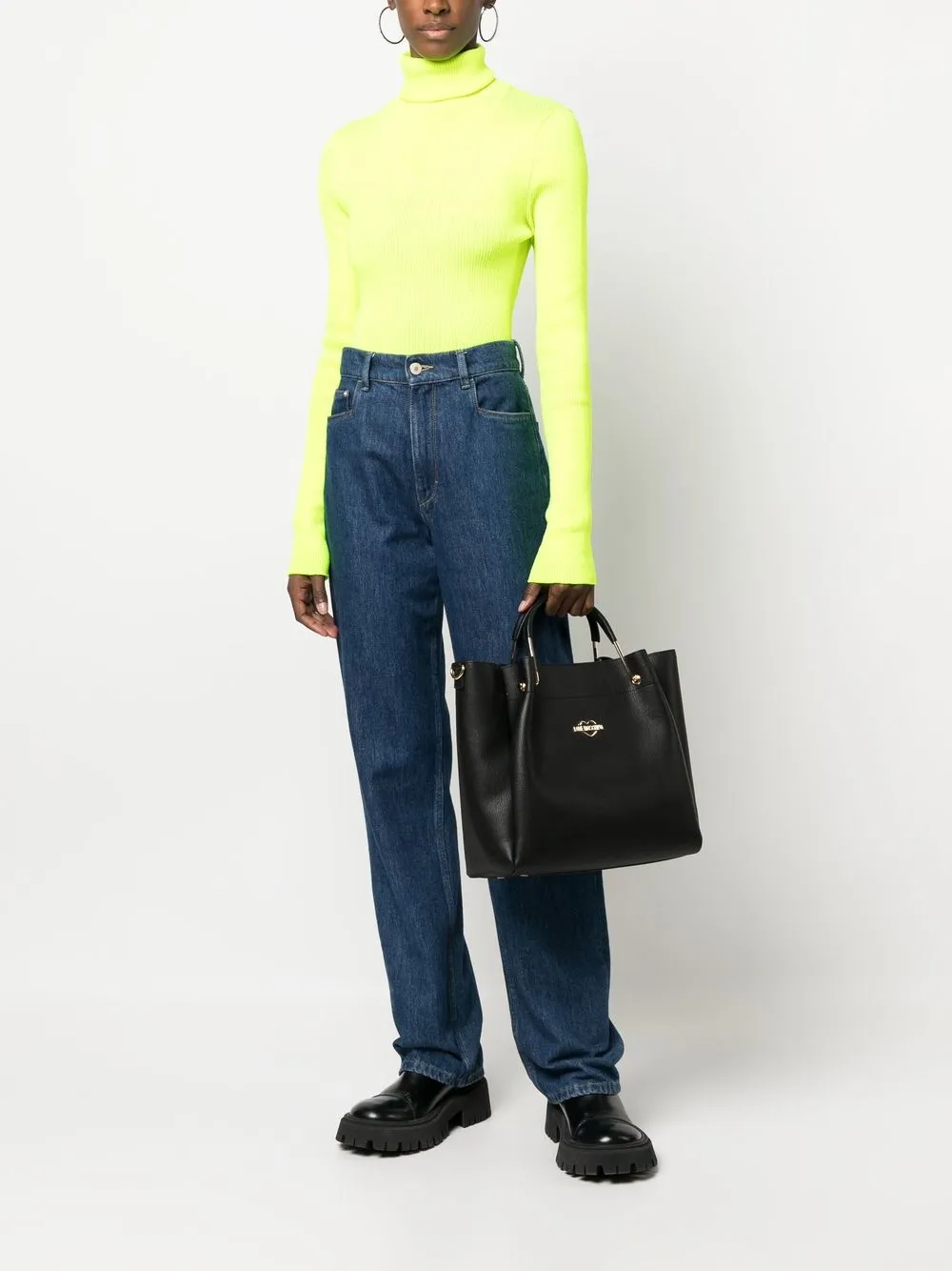 Love Moschino Shopper met logoplakkaat - Zwart