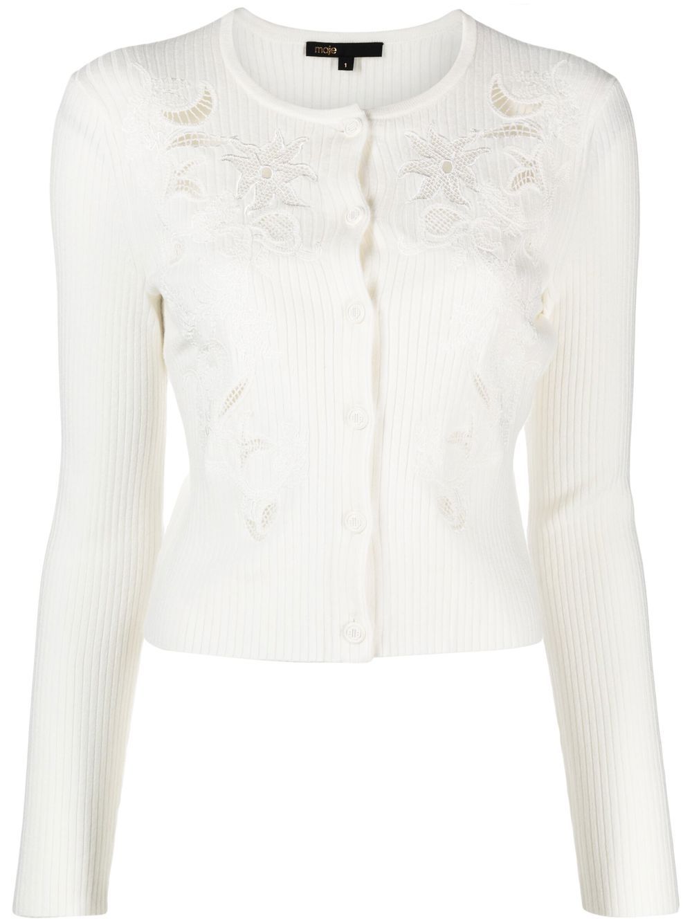 

Maje floral-embroidered button-front cardigan - White