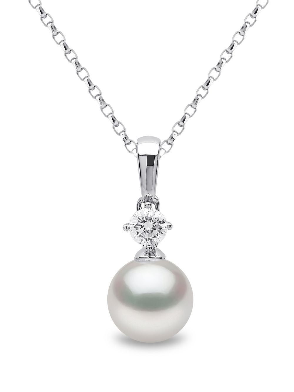 Shop Yoko London 18kt White Gold Classic Akoya Pearl And Diamond Necklace In Silver