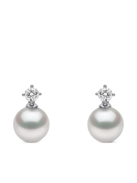 Yoko London 18kt white gold Classic Akoya pearl and diamond earrings