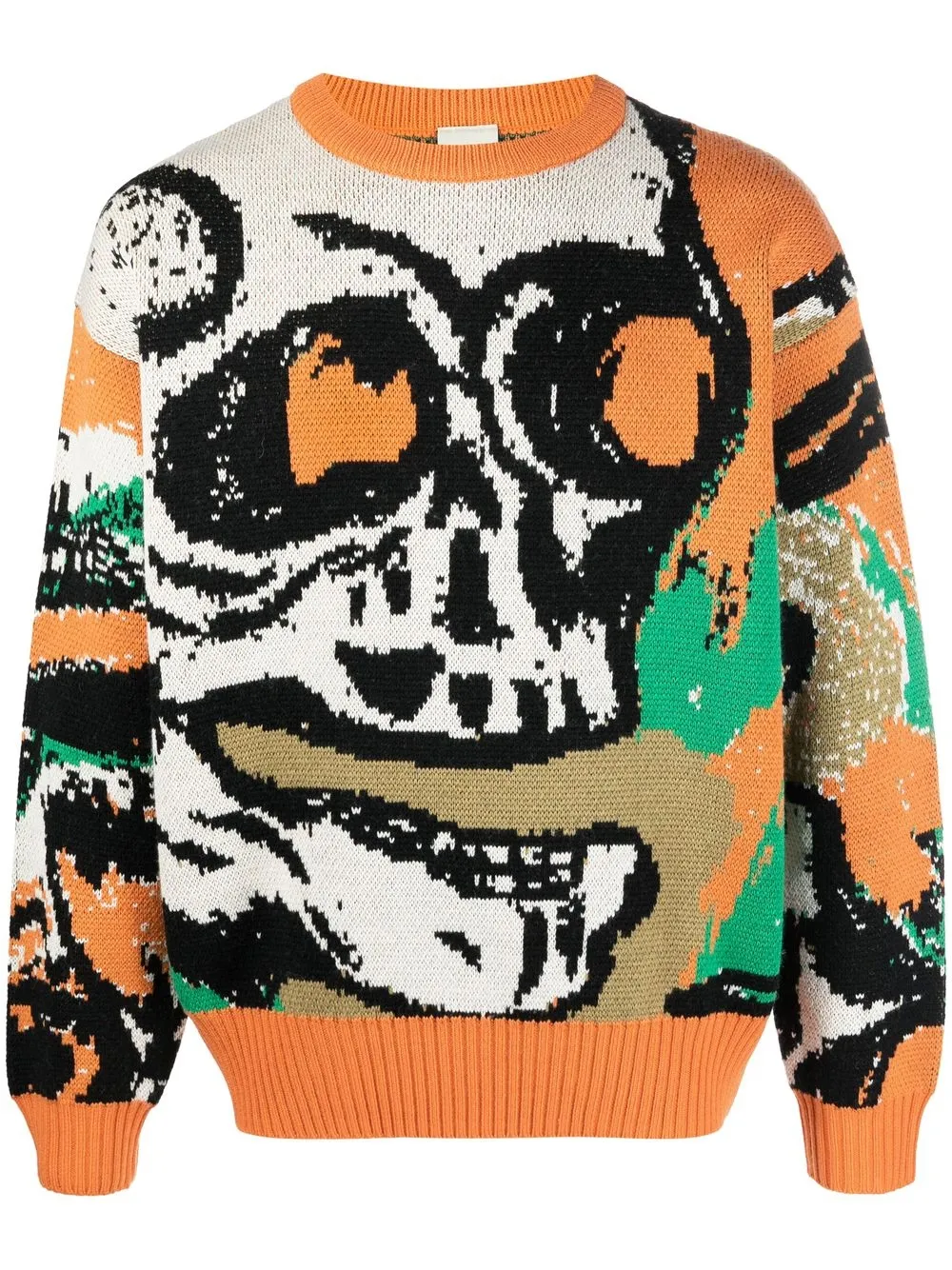 

Perks And Mini skull intarsia-knit crew-neck jumper - Orange