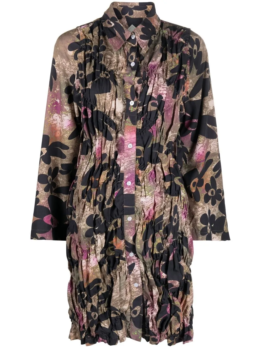 

Perks And Mini Walking On Flowers gathered shirt dress - Green