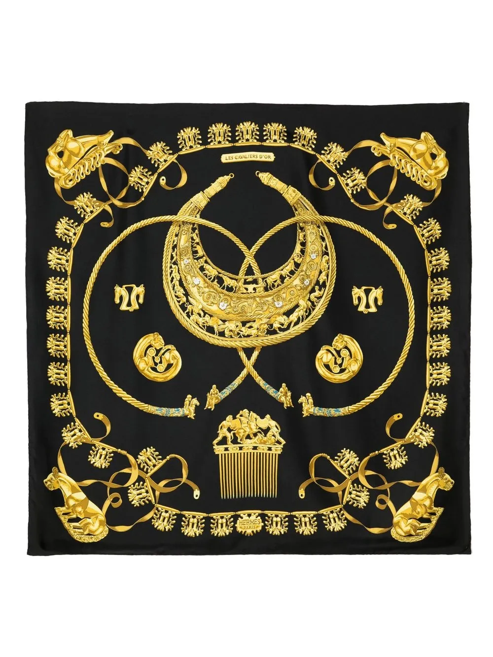 

Hermès pre-owned Les Cavaliers d'Or silk scarf - Black