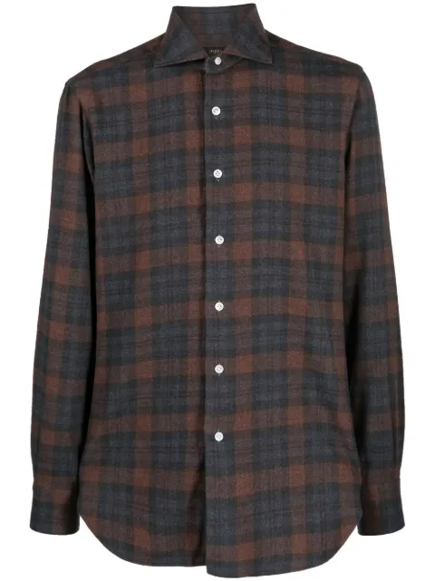 Barba camisa con botones y cuadros estampados 