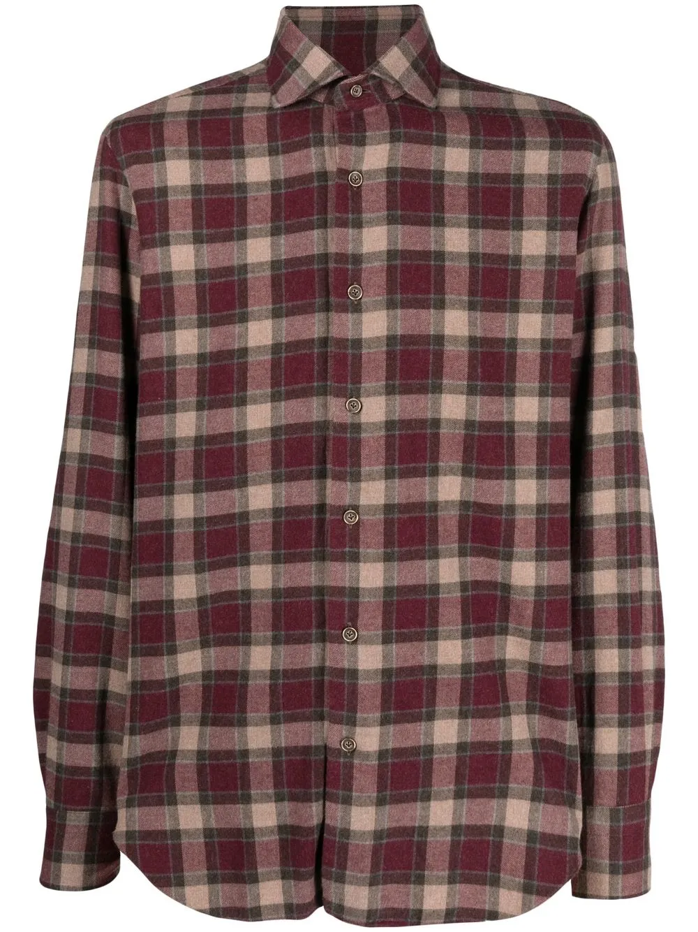 

Barba check-print cotton shirt - Red