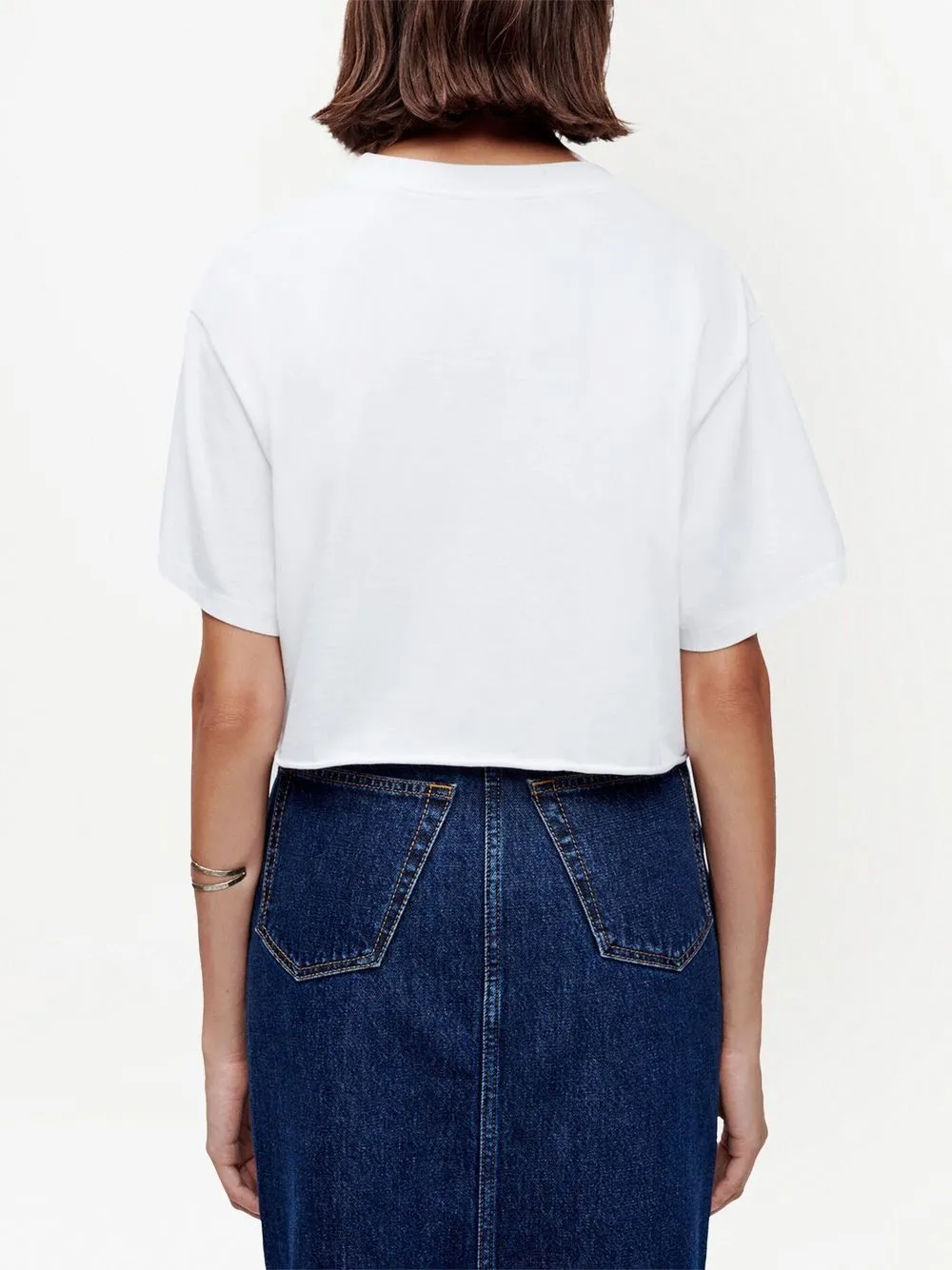 Re/done White 90s Cropped Easy T-shirt In 白色