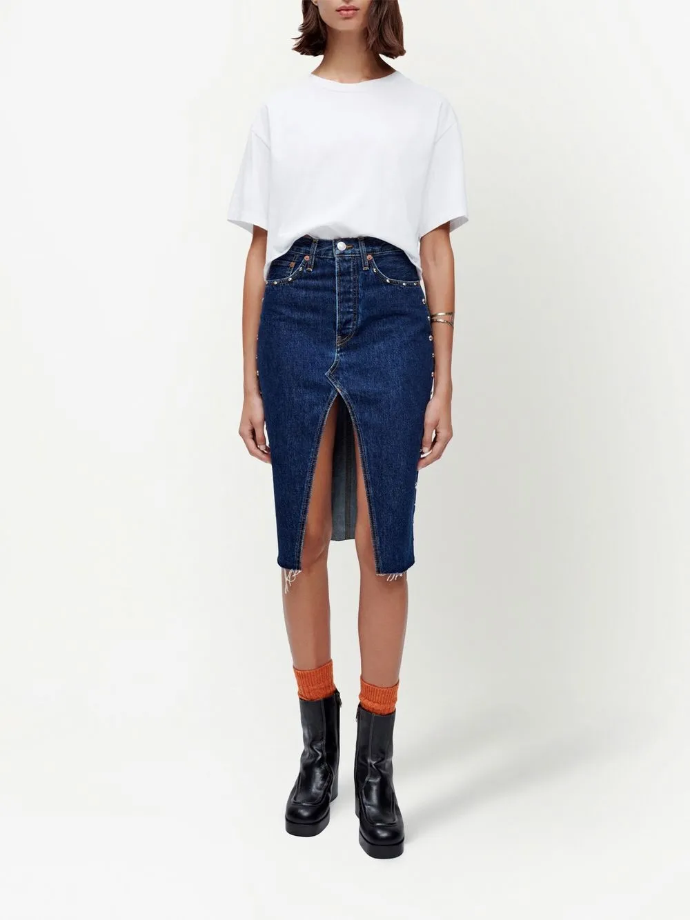 RE/DONE Cropped T-shirt - Wit