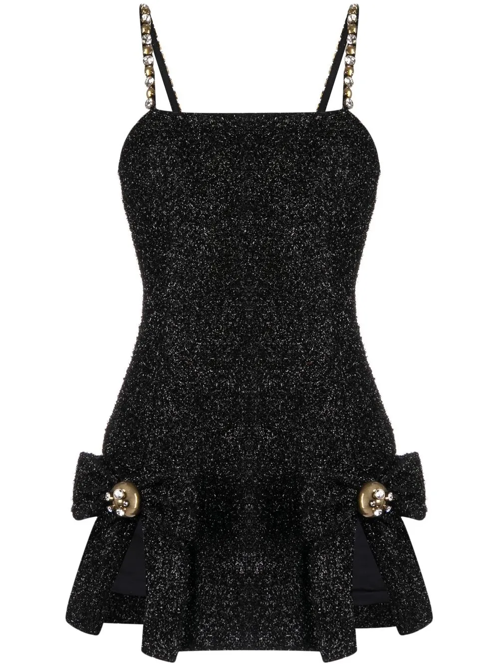

AREA bow-detail metallic mini dress - Black